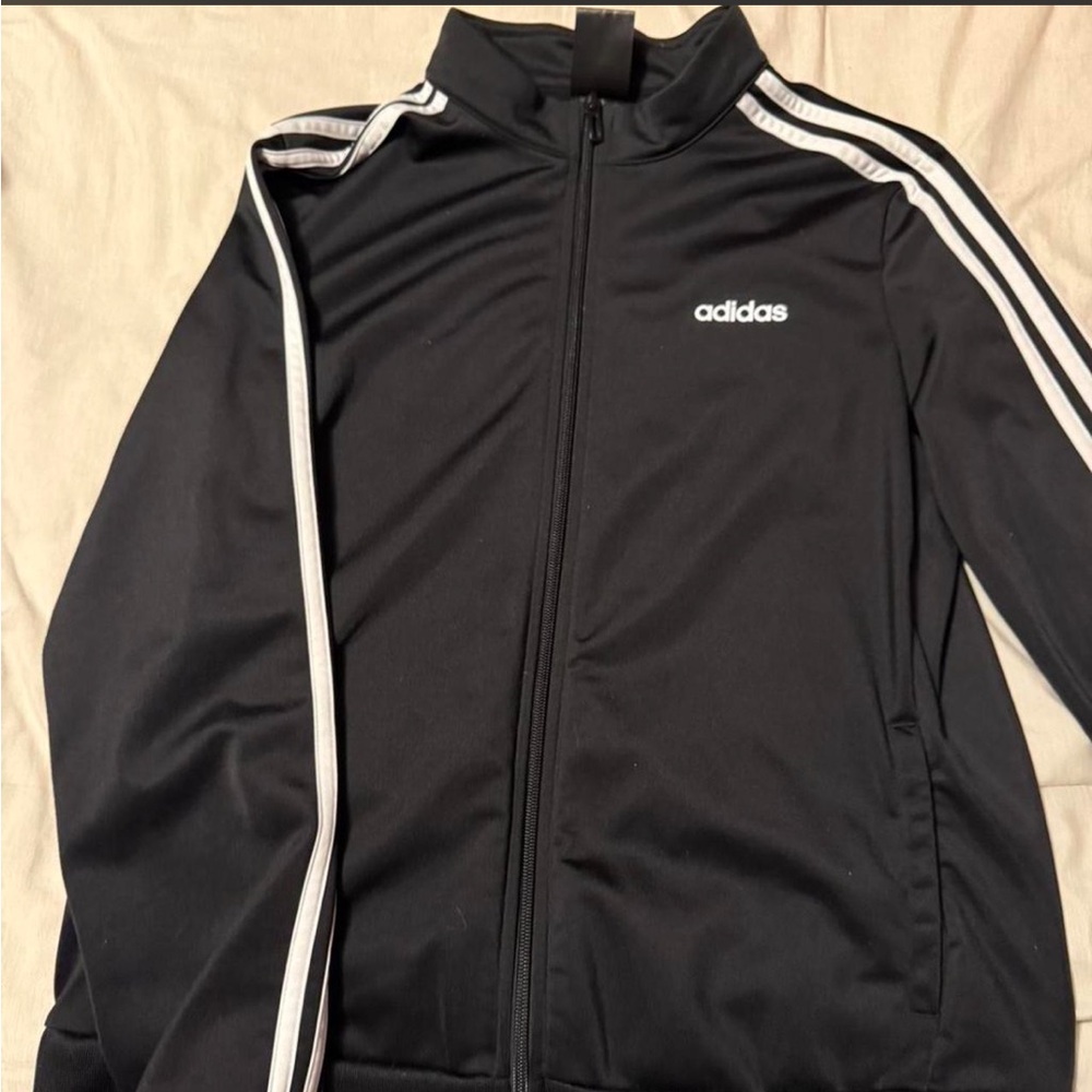 Adidas Men's Black and White Track Jacket